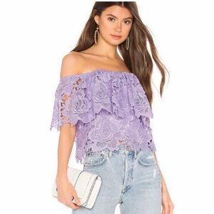 Lovers and Friends Lace Off-Shoulder Top Lavender